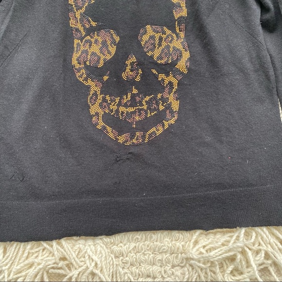 ZADIG & VOLTAIRE black leopard embellished skull Miss Bis cashmere sweater S - Picture 5 of 15